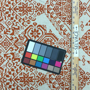 Aztec Design Home Decor Fabric |  Burnt Orange / Linen | Upholstery / Drapery | 54" Wide | By the Yard | Kaufmann "Andra" Sandalwood