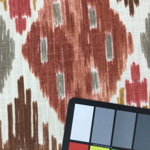 Ikat Diamonds Home Decor Fabric |  Clay / Grey / Brown | Upholstery / Drapery | 54" Wide | By the Yard | Kaufmann "Harlequin" Kilim