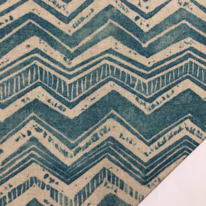 Watercolor Chevron Home Decor Fabric | Blue / Linen | Upholstery / Drapery | 54" Wide | By the Yard | Kaufmann "Jambo" Blue Diamond