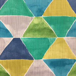 Geometric Colorblocked Fabric | Blue / Green / Grey | Home Decor / Drapery | 54" Wide | By the Yard | A New Angle in Spring