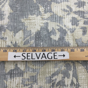Batik Floral Fabric in Grey and Off White | Home Decor / Drapery | 54" Wide | By the Yard | Kaufman Technique in Smoke