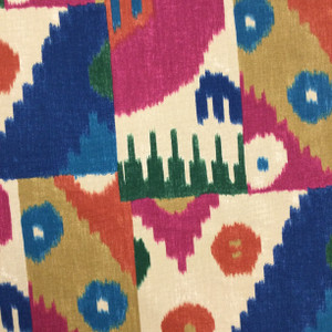 Bohemian Fabric in Pink / Green / Blue / Beige | Home Decor / Drapery | 54" Wide | By the Yard | Kaufmann Marmaris in Confetti | Teflon Shield