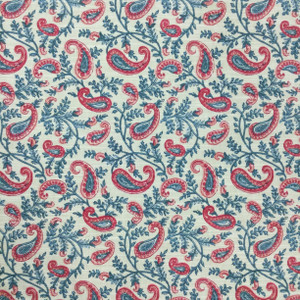 Paisley Floral | Waverly Fabric | Teal / Red | Home Decor / Drapery | 54" Wide | By the Yard | Waverly Token in Jewel