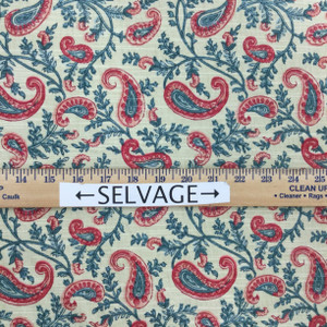 Paisley Floral | Waverly Fabric | Teal / Red | Home Decor / Drapery | 54" Wide | By the Yard | Waverly Token in Jewel