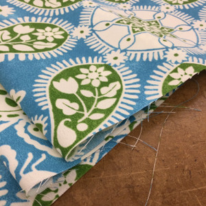 Paisley Floral with Birds in Turquoise Green, and Off White | OUTDOOR Home Decor Fabric | Upholstery / Cushions | Water Friendly | 54" Wide | By the Yard | Peruvian Craft in Turquoise