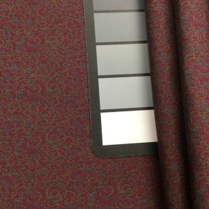 Micro Swirl Jacquard Fabric  | Raspberry / Green  | Upholstery / Slipcovers | Medium Weight | 54" Wide | By the Yard