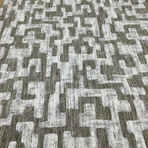Jaquard Maze Fabric in Taupe and Off White | Upholstery | Heavyweight | 54" Wide | By the Yard
