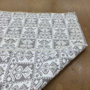 Tribal Floral Jacquard Fabric in Taupe / Off White / Gold | Upholstery | Heavyweight | 54" Wide | By the Yard | Hatteras in Taupe