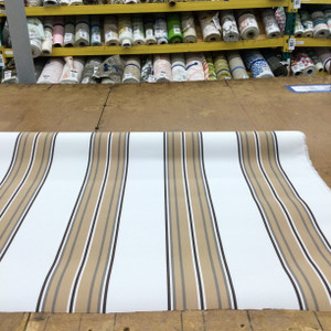 White / Tan / Taupe Striped Fabric | Outdoor Awning / Upholstery Fabric | Sunbrella-like | 46" Wide | By the Yard