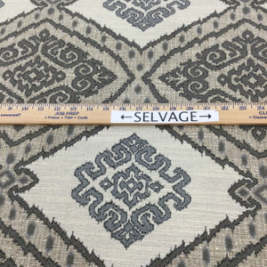 4.5 Yard Piece of Aztec Design Jacquard Fabric | Beige / Grey / Taupe | Heavyweight Upholstery | 54" Wide | By the Yard