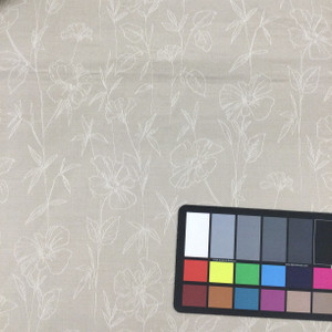 Botanical Floral Embroidered Fabric in Beige and Off White | Drapery / Slipcovers / Upholstery | 54" Wide | By the Yard