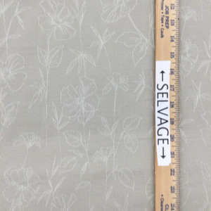 Botanical Floral Embroidered Fabric in Beige and Off White | Drapery / Slipcovers / Upholstery | 54" Wide | By the Yard