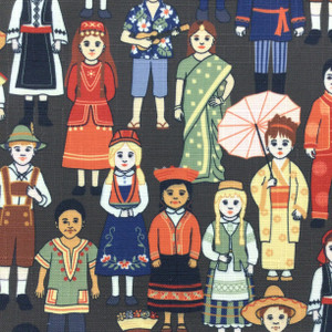 Kids Around the World in Brown Multi | Home Decor / Upholstery | 100% Polyester | 54" W | By the Yard | Regal Fabrics "Global Kids in Carnival"