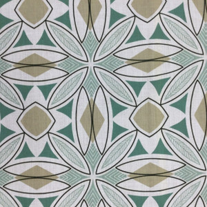 Geometric Fabric in Green / Grey / Natural Off White | Home Decor / Upholstery / Drapery | 95% Polyester / 5% Linen | 54" W | Regal Fabrics "Meyers in Fern"
