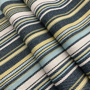 4 Yard Piece of Filmore in color Chambray | Stripes | Blues / Green / White | Medium Weight Upholstery / Drapery Fabric | 54" Wide | By the Yard