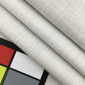 Linen Slub Weave in Ivory Off-White Fabric | Upholstery / Slipcovers / Curtains | Poly / Cotton / Linen Blend | 55" Wide | By the Yard | Leslie Jee Textiles "Affection" in Alabaster