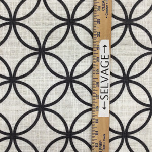 Geometric Circles Black and White Print Fabric | Upholstery / Drapery | Medium Weight | 54" Wide | By the Yard | Bristol in Black