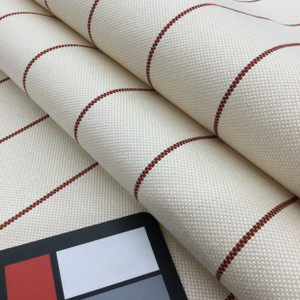 Thin Striped Fabric in Off-White and Red | Upholstery / Slipcovers / Drapery | 54" Wide | By the Yard | Capone in Red