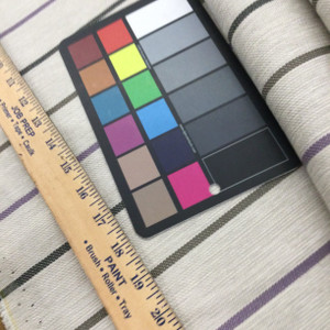 Striped Fabric in Off-White / Purple / Brown / Black  | Upholstery / Slipcovers / Drapery | 54" Wide | By the Yard | Ellinton in Gray