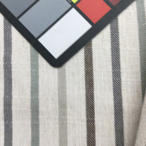 Striped Fabric in Natural Off-White / Mint Green / Grey / Brown  | Upholstery / Slipcovers / Drapery | 54" Wide | By the Yard | Tabitha in Multi