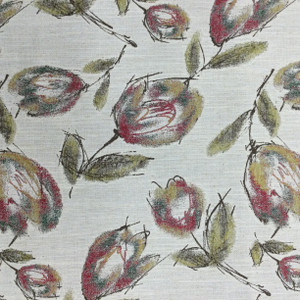Contemporary Tulips Jacquard Fabric in Off-White / Green / Pink / Brown | Upholstery | Olefin | 54" Wide | By the Yard | Dannenberg in Freesia