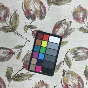 Contemporary Tulips Jacquard Fabric in Off-White / Green / Pink / Brown | Upholstery | Olefin | 54" Wide | By the Yard | Dannenberg in Freesia