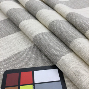 Wide Striped Slub Weave Fabric in Taupe and Off White | Upholstery | 54" Wide | By the Yard | Bridgeport in Wicker