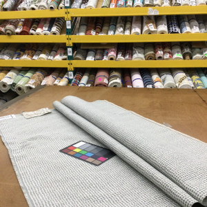 Dappled Check Jaquard Fabric in White and Grey | Medium to Heavy Upholstery | 54" Wide | By the Yard | Theory in Galvanized