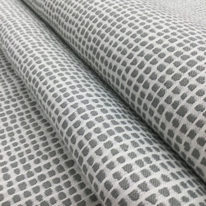 Dappled Check Jaquard Fabric in White and Grey | Medium to Heavy Upholstery | 54" Wide | By the Yard | Theory in Galvanized