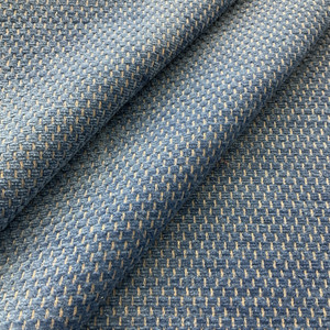 Checkered Blue Chenille Fabric | Slipcovers / Upholstery / Curtains | Stain Resistant | 54" Wide | By the Yard