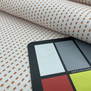 Dash Design Indoor / Outdoor Fabric | White and Orange | Water-friendly | Upholstery / Curtains | Sunbrella-Like | 54 Wide | By the Yard
