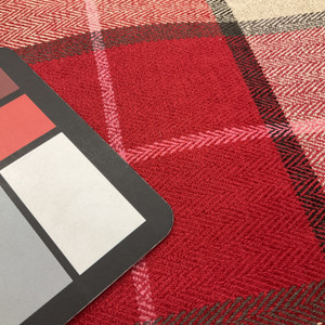 Herringbone Plaid Jacquard Fabric | Red / Beige / Pink / Black | Upholstery | 54" Wide | By the Yard | Italia chenille in Venice