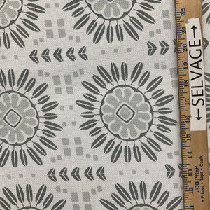 Modern Floral Home Decor Fabric | Grey and White | Curtains / Light Upholstery | Cotton / Rayon | 54" Wide | By the Yard