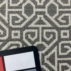 Tile Geometric Jacquard Fabric | Off White / Grey / Black | Upholstery | 54" Wide | By the Yard