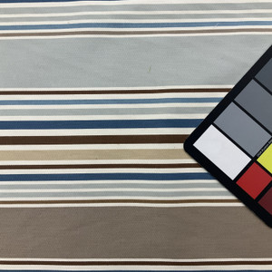 Striped Home Decor Fabric | Blue / Brown / White | Curtains / Light Upholstery | 100% Cotton | 54" Wide | By the Yard