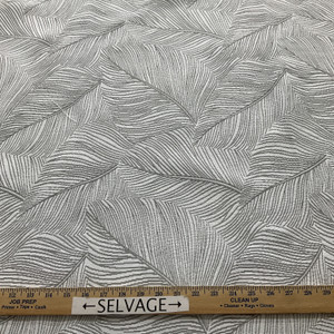 Richloom Fortress Clear Flutter in Nickel | Upholstery Fabric | Leaf Design in Grey and White | Heavyweight | 54" Wide | By the Yard