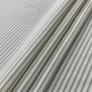 Vertical Ticking Stripe Cotton Duck Ivory and Grey | Medium Weight Duck Fabric | Home Decor Fabric | 54" Wide