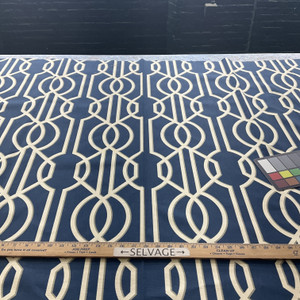 Magnolia Home Fashions Deco Navy | Medium Weight Duck Fabric | Home Decor Fabric | 54" Wide