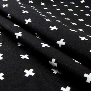 Premier Prints Mini Swiss Cross Black | Medium Weight Duck Fabric | Home Decor Fabric | 54" Wide