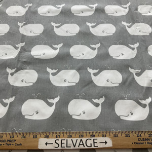 Premier Prints Whale Tales Twill Storm/White | Lightweight Twill Fabric | Home Decor Fabric | 54" Wide