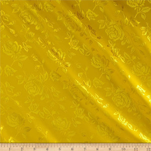 Rose Satin Jacquard Yellow | Lightweight Jacquard, Satin Fabric | Home Decor Fabric | 58" Wide