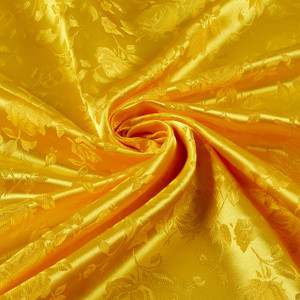 Rose Satin Jacquard Yellow | Lightweight Jacquard, Satin Fabric | Home Decor Fabric | 58" Wide