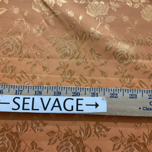 Rose Satin Jaquard Orange | Lightweight Jacquard, Satin Fabric | Home Decor Fabric | 58" Wide
