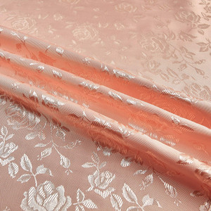 Rose Satin Jacquard Blush | Lightweight Jacquard, Satin Charmeuse, Satin Fabric | Home Decor Fabric | 58" Wide
