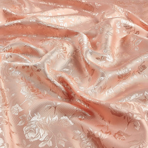 Rose Satin Jacquard Blush | Lightweight Jacquard, Satin Charmeuse, Satin Fabric | Home Decor Fabric | 58" Wide