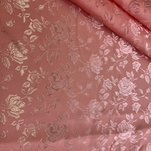 Rose Satin Jacquard Coral | Lightweight Jacquard, Satin Fabric | Home Decor Fabric | 58" Wide