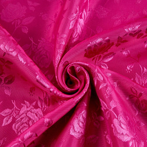 Rose Satin Jaquard Fuchsia | Lightweight Jacquard, Satin Fabric | Home Decor Fabric | 58" Wide