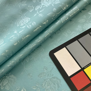 Rose Satin Jacquard Aqua | Lightweight Jacquard, Satin Fabric | Home Decor Fabric | 58" Wide