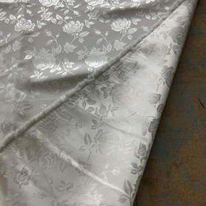 Rose Satin Jaquard Silver | Lightweight Jacquard, Satin Fabric | Home Decor Fabric | 58" Wide