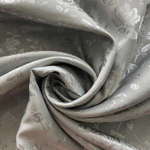 Rose Satin Jaquard Silver | Lightweight Jacquard, Satin Fabric | Home Decor Fabric | 58" Wide